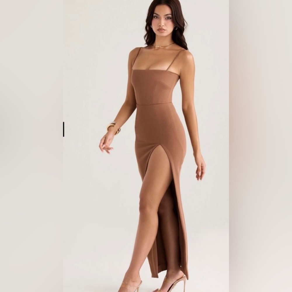 House of CB Jaida Corset Princess Stretch Crepe Body-Con Maxi Dress size L+